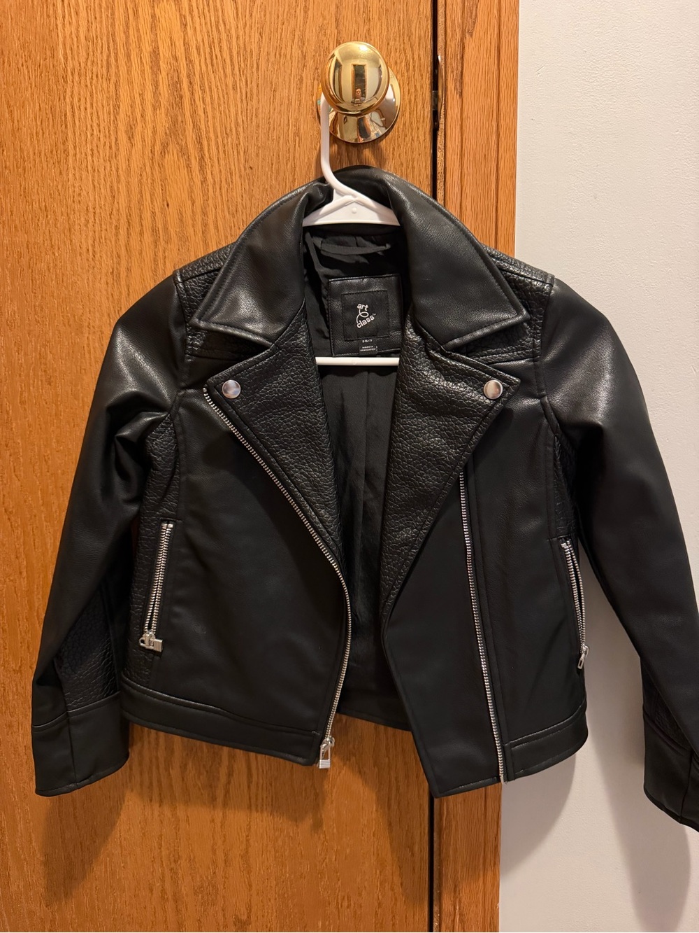 art class Black Faux Leather Moto Jacket with Silver Hardware